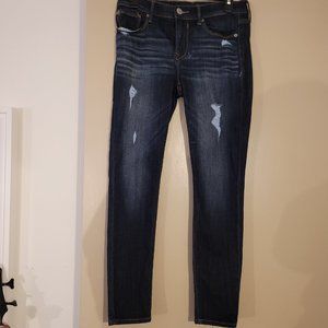 Express Jeans Women's Mid Rise Ripped Jean Leggings